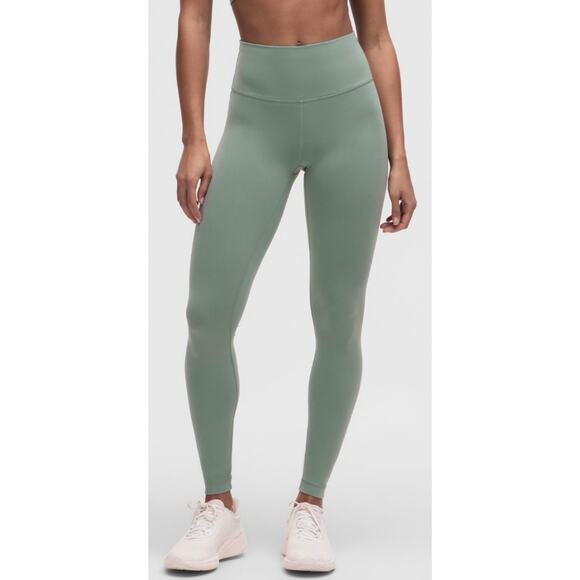 Lululemon Wunder Under Train high rise 28" crater blue size 6 draw string green - Picture 1 of 10